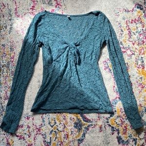 Nola True Green Lace V-Neck Shirt